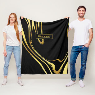 Svart och abstrakt guld, snabb design fleecefilt