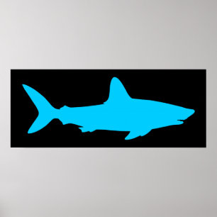 Svart och Aqua-haj Poster