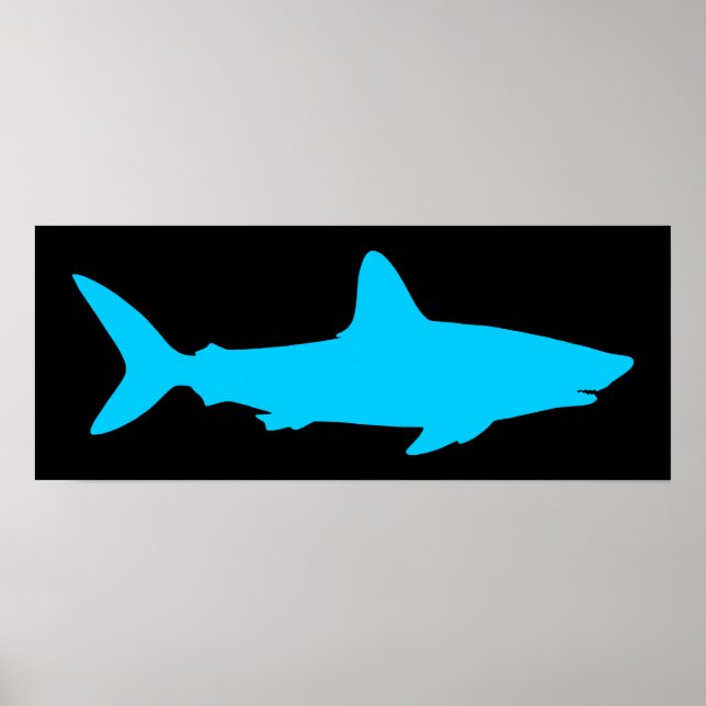 Svart och Aqua-haj Poster (Framsidan)