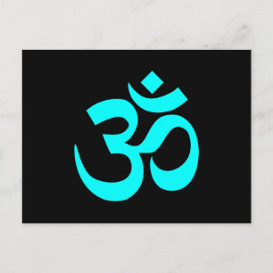 Svart och Aqua Om-symbol Vykort