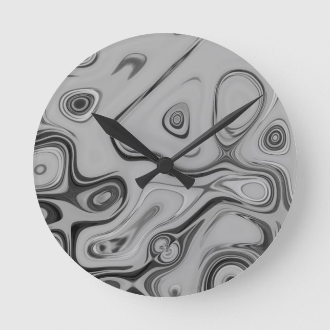 Svart och Ash Grått Camo Färg Art Design Rund Klocka (Framsida)
