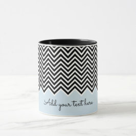 Svart och baby blue Modern Chevron-Anpassningsbar Mugg