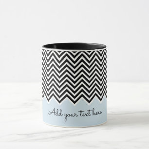 Svart och baby blue Modern Chevron-Anpassningsbar Mugg