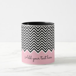Svart och baby rosa Modern Chevron Anpassningsbar  Mugg