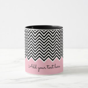 Svart och baby rosa Modern Chevron Anpassningsbar Mugg