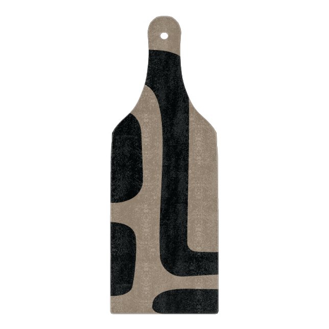 Svart och beige abstrakt glasskärbräda (Framsidan)