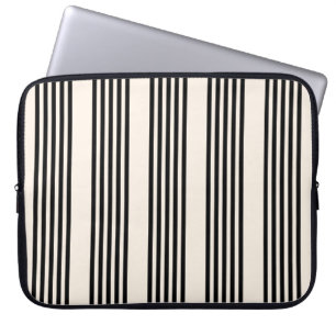 Svart och beige fem rand mönster laptop fodral
