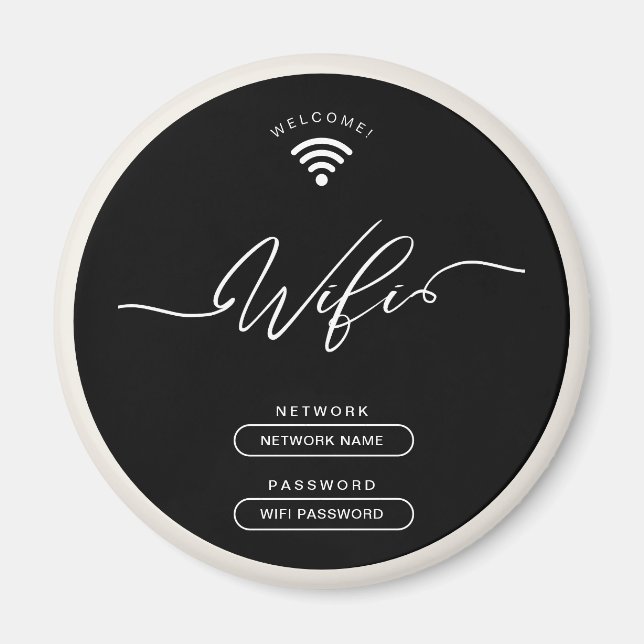 Svart och Beige - minimalistisk, enkel WiFi-Zon Magnet (Framsidan)