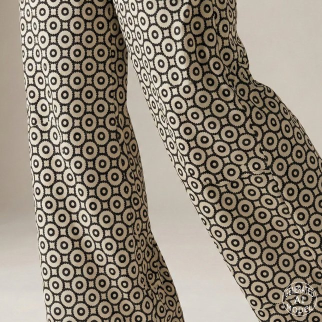 Svart och beige ornamental geometrisk mönster tyg (Skapare uppladdad)