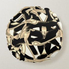 Svart och beige skrapor eller band förstörs på fri rund kudde