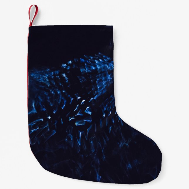 Svart och blå abstrakt liten julstrumpa (Framsidan)