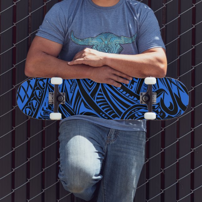 Svart och blå Abstrakt Mini Skateboard Bräda 18,5 Cm (Utomhus 3)