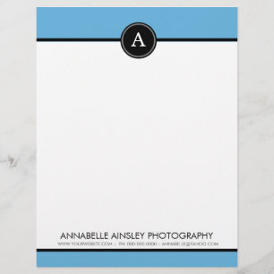 Svart och blå Grönt, Monogram Letterhead Brevhuvud