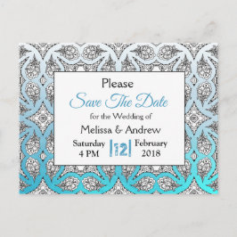 Svart och Blå Mandala Bröllop Save the Date Meddelande Vykort