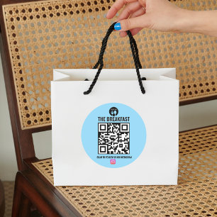 Svart och blå Modern Business Instagram Qr-kod Runt Klistermärke