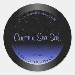 Svart och blå övertoningsetikett Mjuk Glitter Runt Klistermärke
