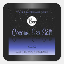 Svart och blå produktetikett Glitter Logotyp Fyrkantigt Klistermärke