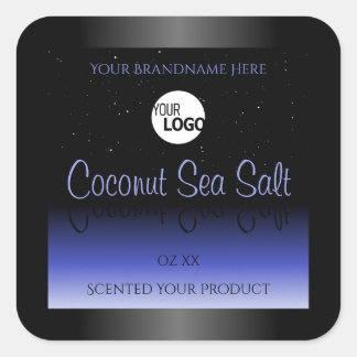 Svart och blå produktetikett Glitter Logotyp Fyrkantigt Klistermärke