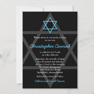 Svart och blå Pub Mitzvah-inbjudan Inbjudningar