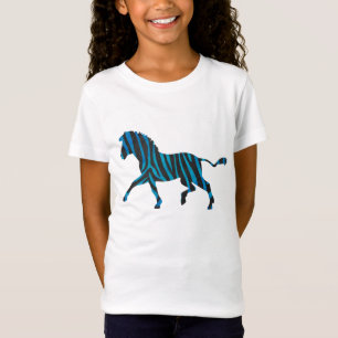 Svart och blå silhuett zebra tee shirt