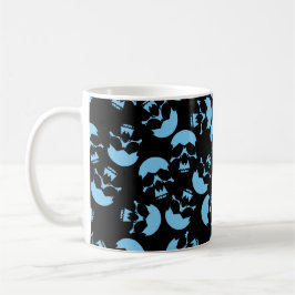 Svart och blå Skull Mönster-kaffe Mugg
