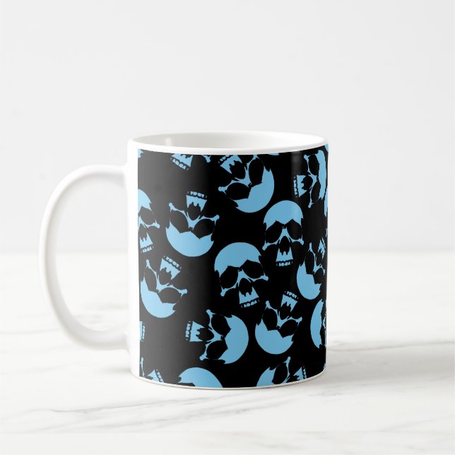 Svart och blå Skull Mönster-kaffe Mugg (Vänster)