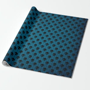 Svart och blå Skull Mönster Presentpapper