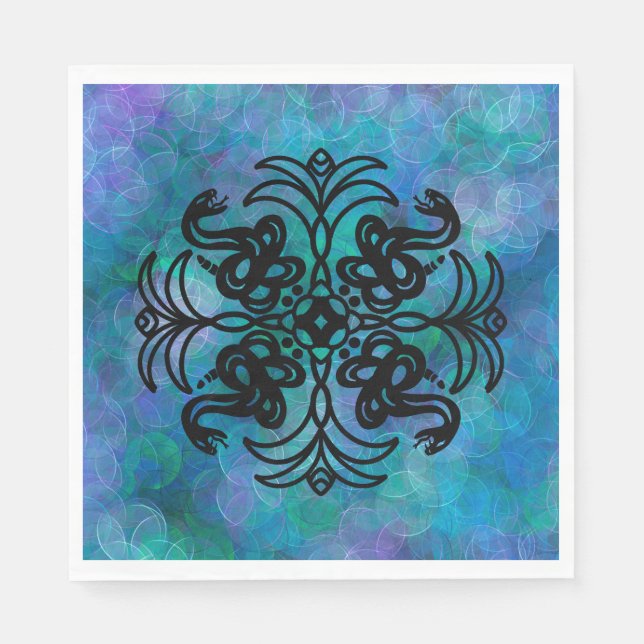 Svart och blå stamnos pappersservett (Framsidan)