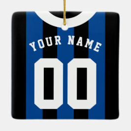 Svart och blå, strimlad sport Jersey-mall Julgransprydnad Keramik