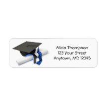 Svart och blå Studentmössa och Tassel Adress