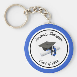 Svart och blå Studentmössa och Tassel Nyckelring