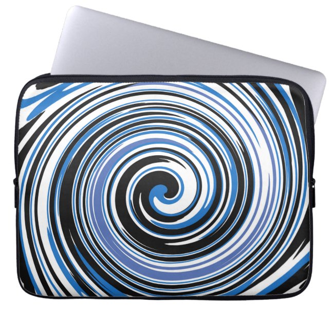 Svart och blå virvelformning i laptop sleeve (Framsidan)
