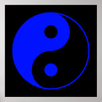Svart och blå Yin Yang-symbol Poster
