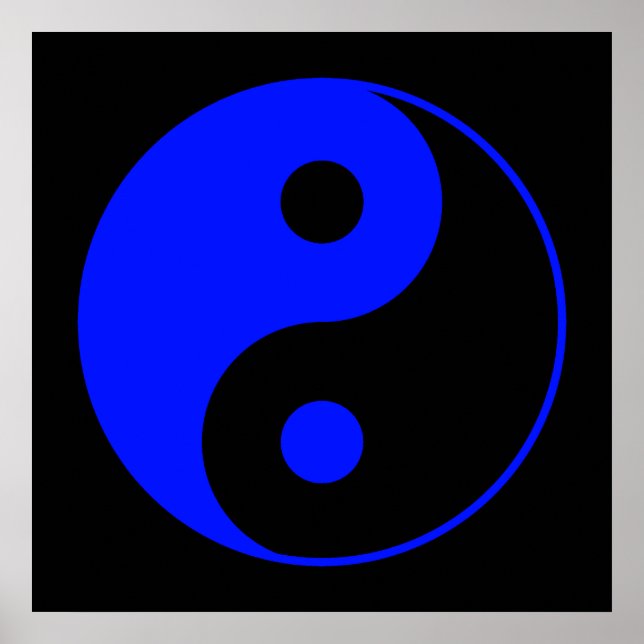 Svart och blå Yin Yang-symbol Poster (Framsidan)