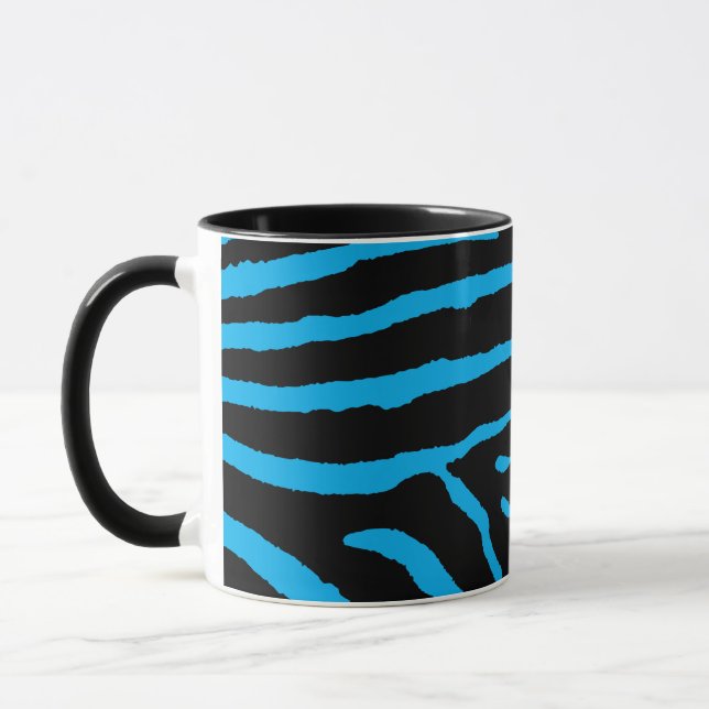 Svart och Blå Zebrarandomstrukket tyg Mugg (Vänster)