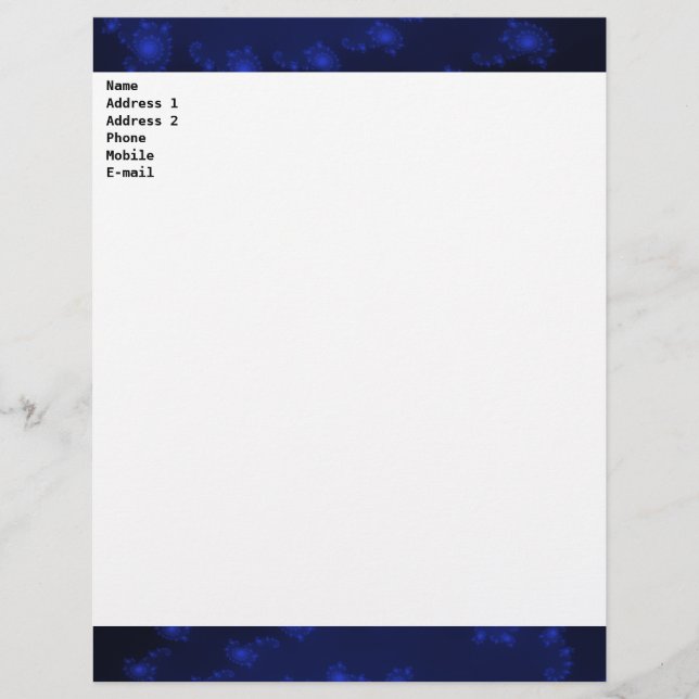 Svart och blått Anpassade Letterhead Brevhuvud (Framsida)