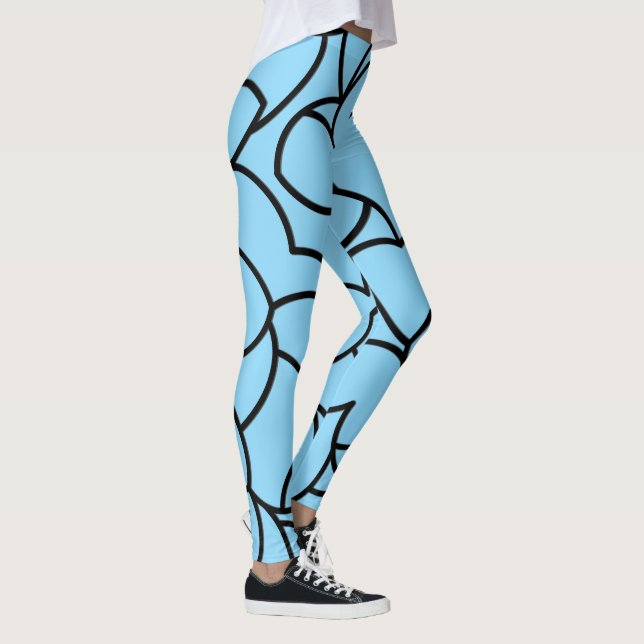 Svart och Blått Blandat Abstrakt Leggings (Höger)