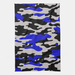 Svart och blått Camo Kökshandduk