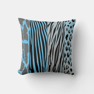 Svart och blått djur, tryckt med Zebra Rand Pillow Kudde