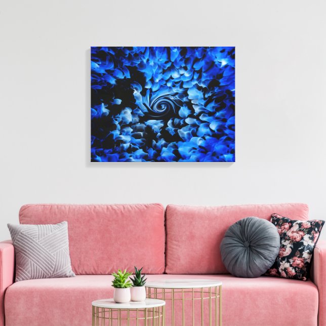 Svart och Blått Glas Abstrakt Canvastryck (Insitu (Vardagsrum))