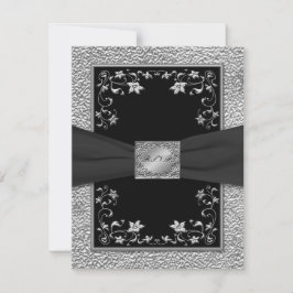 Svart och Blygrå Blommig RSVP-kort OSA Kort
