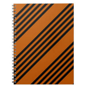 Svart och bränd orange fem rand mönster anteckningsbok
