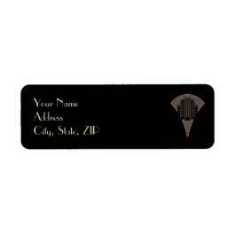 Svart och Bronze Art Deco Torn Bröllop Returadress Etikett