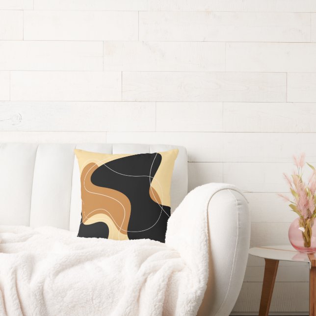 Svart och brun Abstrakt Designer Kudde (Soffa)