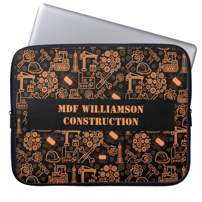 Svart och brun arkitekturisk blåkopia Ingenjör Laptop Fodral (Framsidan)