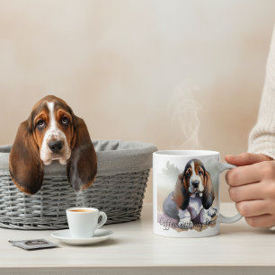 Svart och Brun ''Basset Valp Personligheter'' Kaffemugg