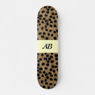 Svart och brun Cheetahtryckmodell Mini Skateboard Bräda 18,7 Cm