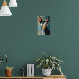 Svart och brun chihuahua akvarellporträtt poster