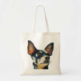 Svart och brun chihuahua akvarellporträtt tygkasse