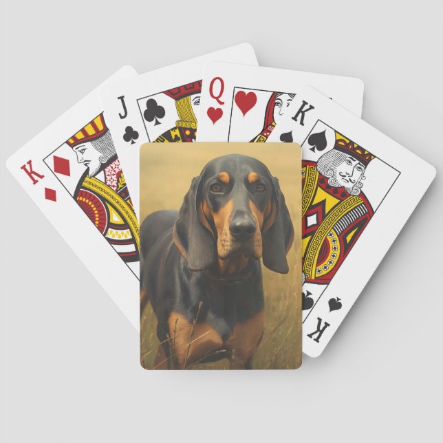 Svart och brun Coonhound Casinokort (Baksidan)